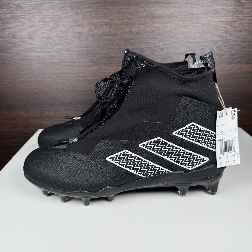 Adidas Nasty 2.0 Size 13.5 Black White Mid Top Football Cleats GV8309 Men's -NEW